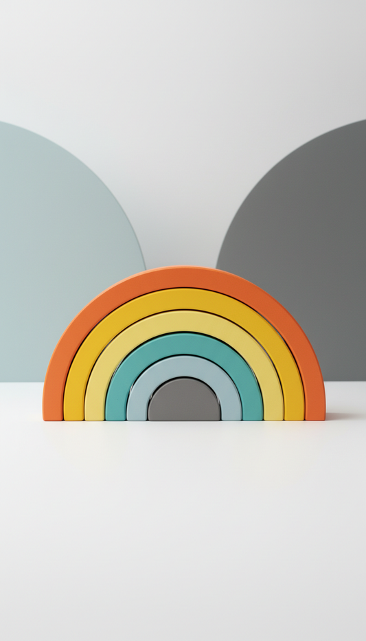 Wooden stacking rainbow with tactile finish