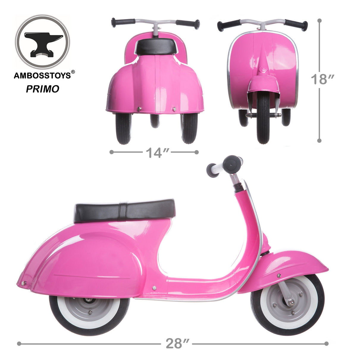 Ambosstoys Primo Ride-On Scooter – Pink – additional view 3 | Adventure Alley Auckland