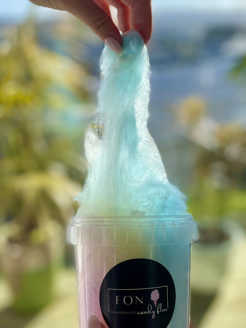 FON candyfloss being lifted from an open tub