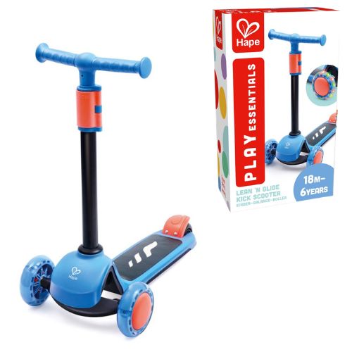 Hape Play Essentials blue Lean ’n Glide three-wheel scooter