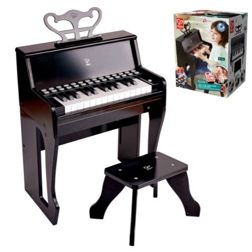 Hape Learn with Lights Black Piano with Stool
